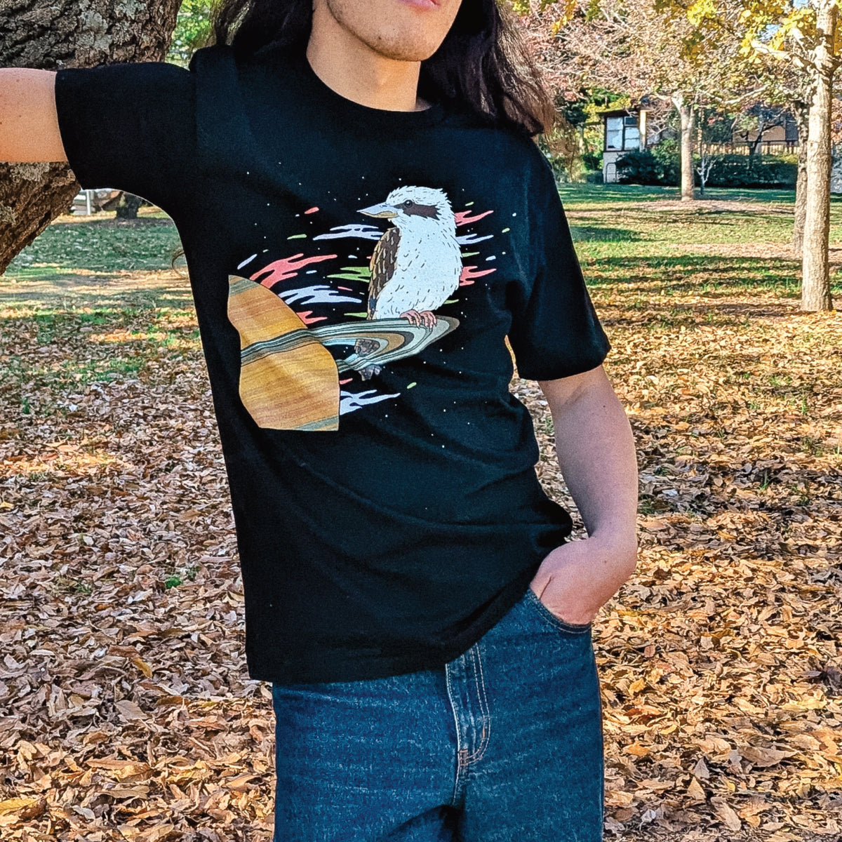 Space Kookaburra t-shirt by Lonely Kids Club
