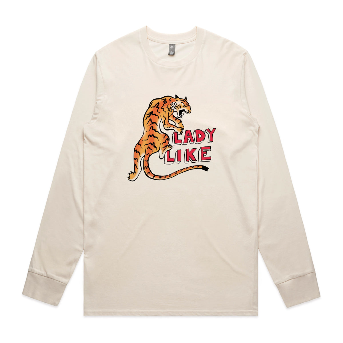 Ecru long sleeve t-shirt with Lady Like graphic by Lonely Kids Club