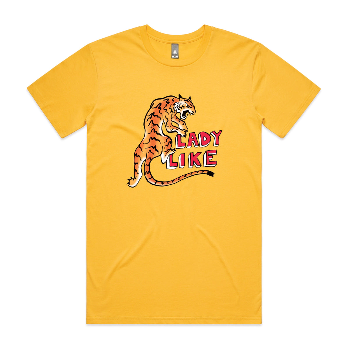 Yellow unisex t-shirt with Lady Like graphic by Lonely Kids Club