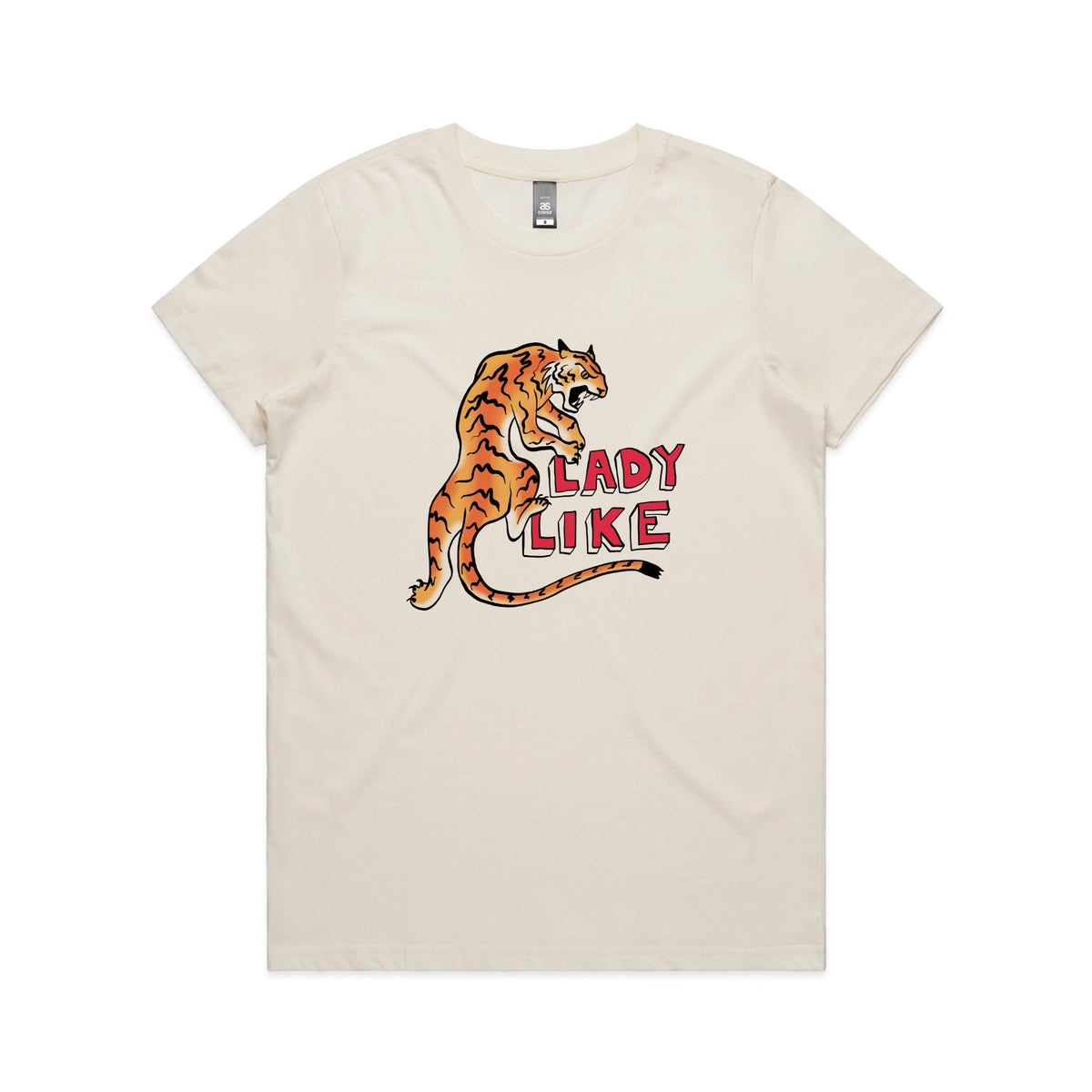 Ecru fitted womens t-shirt with Lady Like graphic by Lonely Kids Club