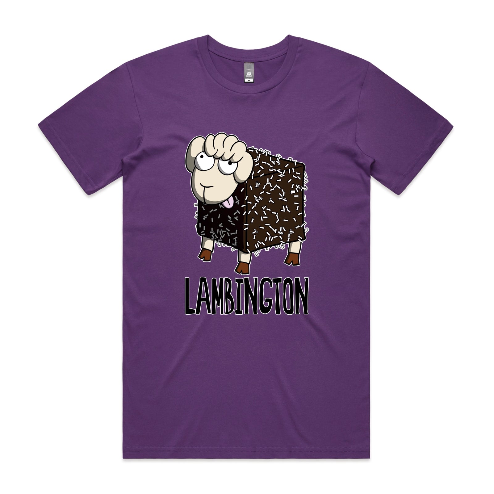 Purple unisex t-shirt with Lambington graphic by Lonely Kids Club