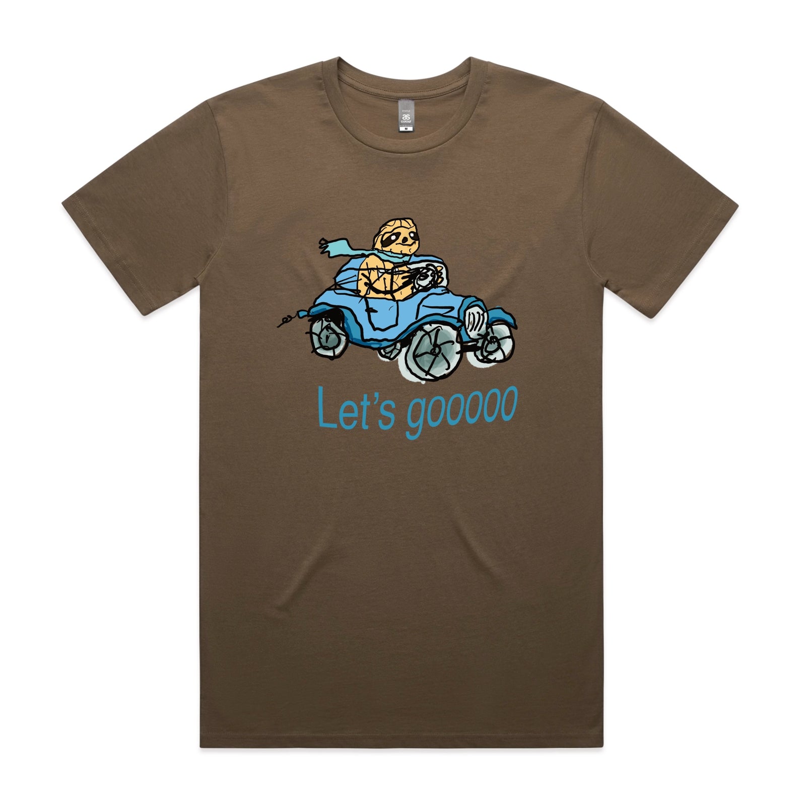Walnut unisex t-shirt with Let's Gooooo graphic by Lonely Kids Club