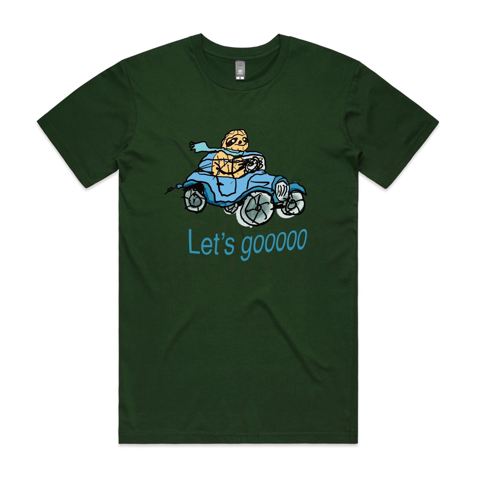 Forest Green unisex t-shirt with Let's Gooooo graphic by Lonely Kids Club