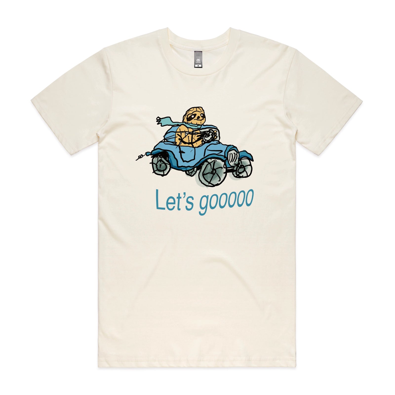 Ecru unisex t-shirt with Let's Gooooo graphic by Lonely Kids Club