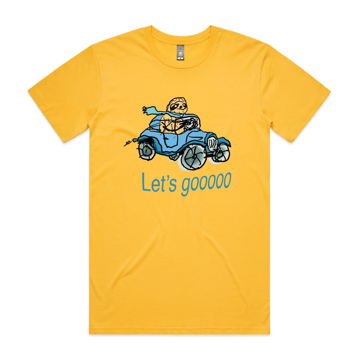 Yellow unisex t-shirt with Let's Gooooo graphic by Lonely Kids Club