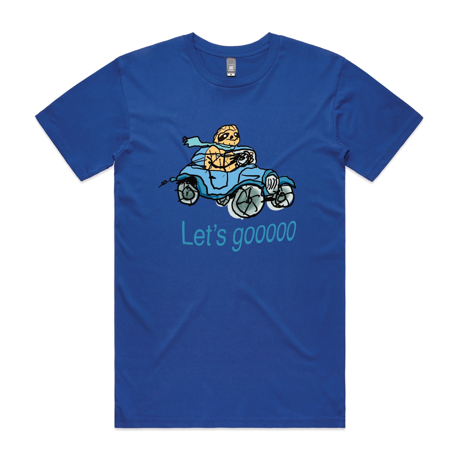 Royal Blue unisex t-shirt with Let's Gooooo graphic by Lonely Kids Club