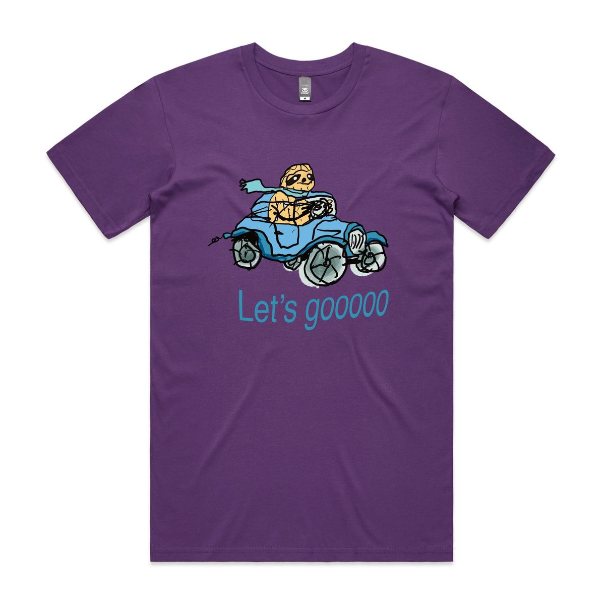 Purple unisex t-shirt with Let's Gooooo graphic by Lonely Kids Club