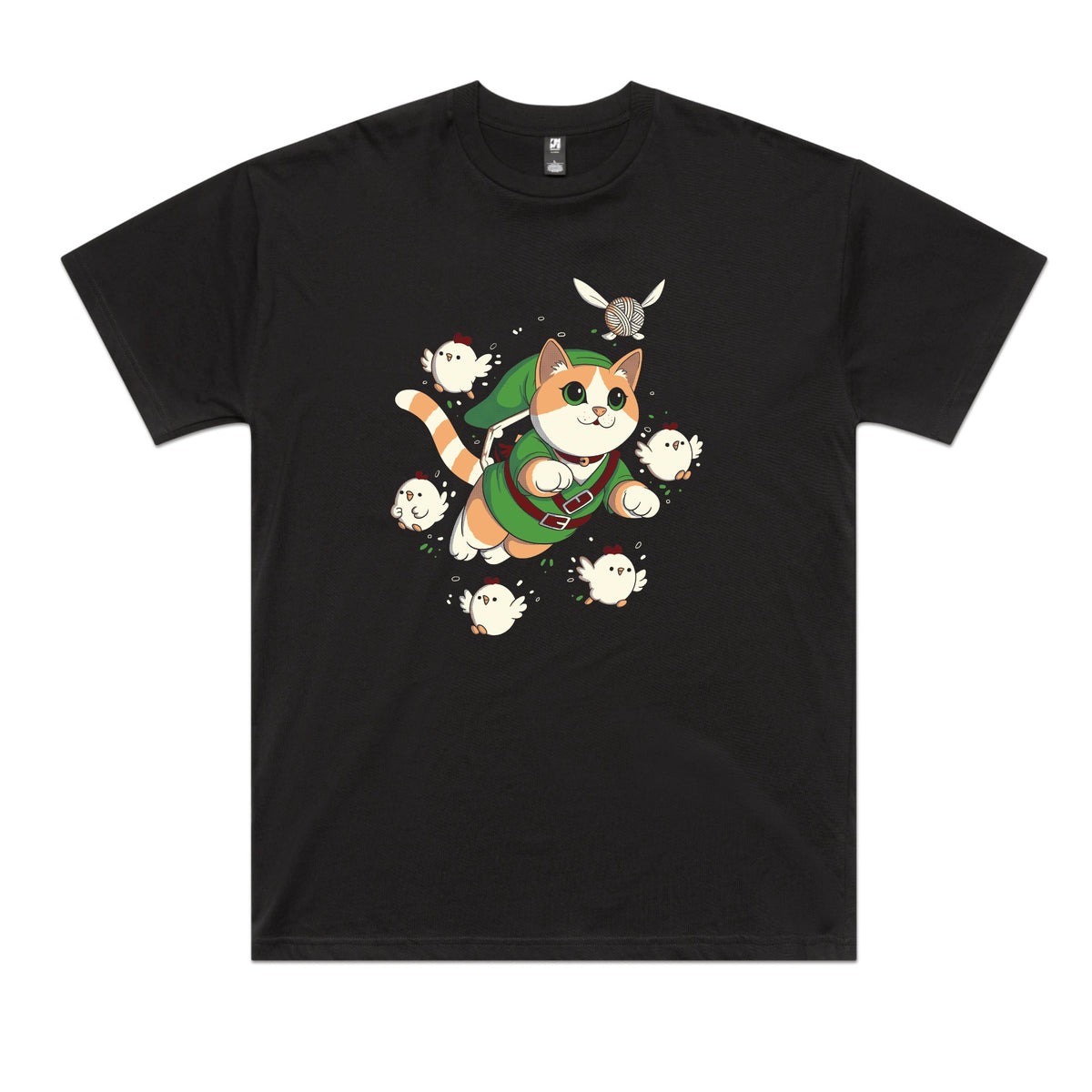 Black oversized t-shirt with Link Cat graphic by Lonely Kids Club