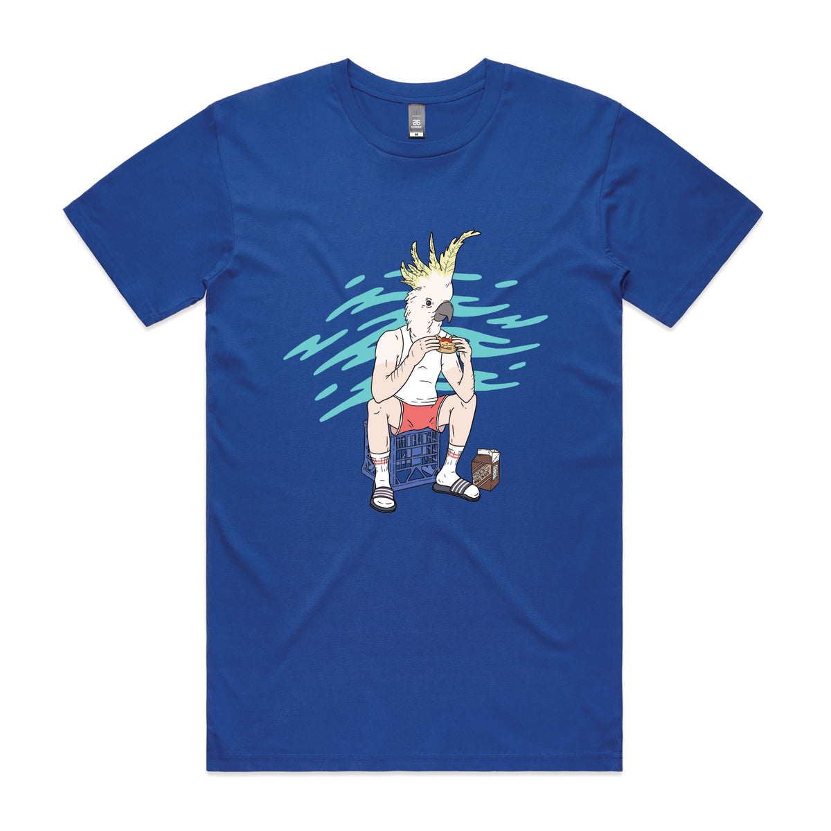 Royal Blue unisex t-shirt with This Is Living graphic by Lonely Kids Club