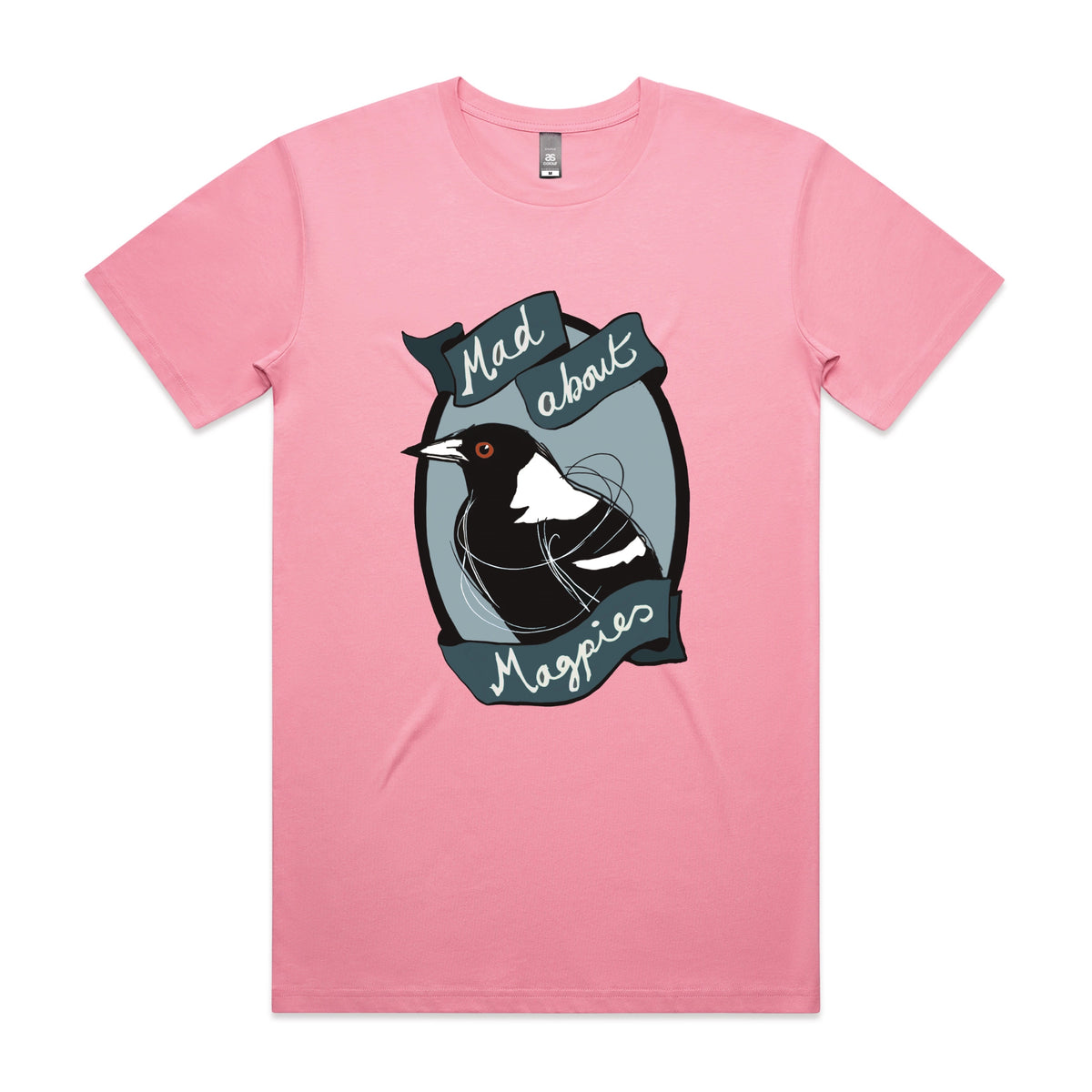 Bubblegum unisex t-shirt with Mad About Magpies graphic by Lonely Kids Club