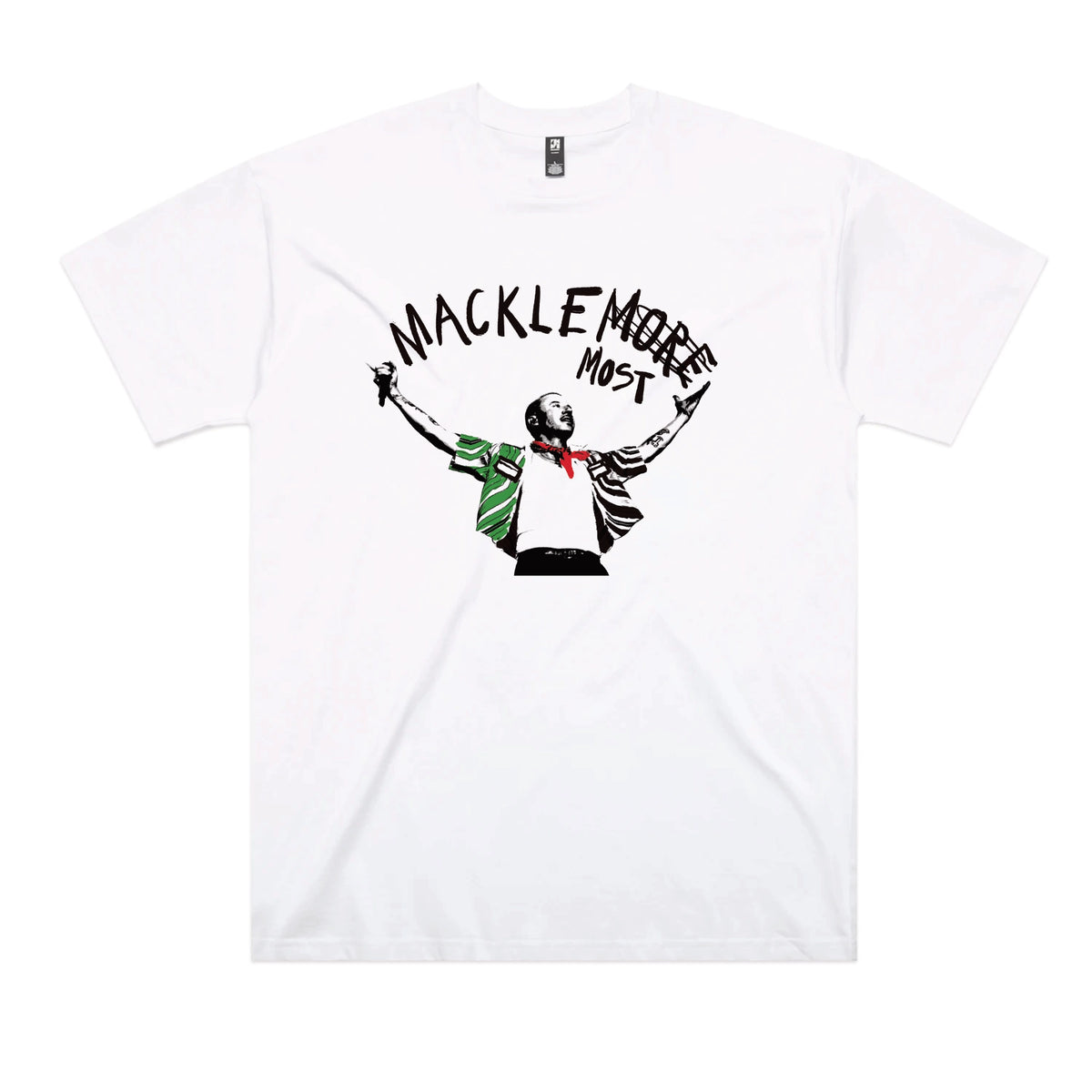 White oversized t-shirt with Macklemost graphic by Lonely Kids Club