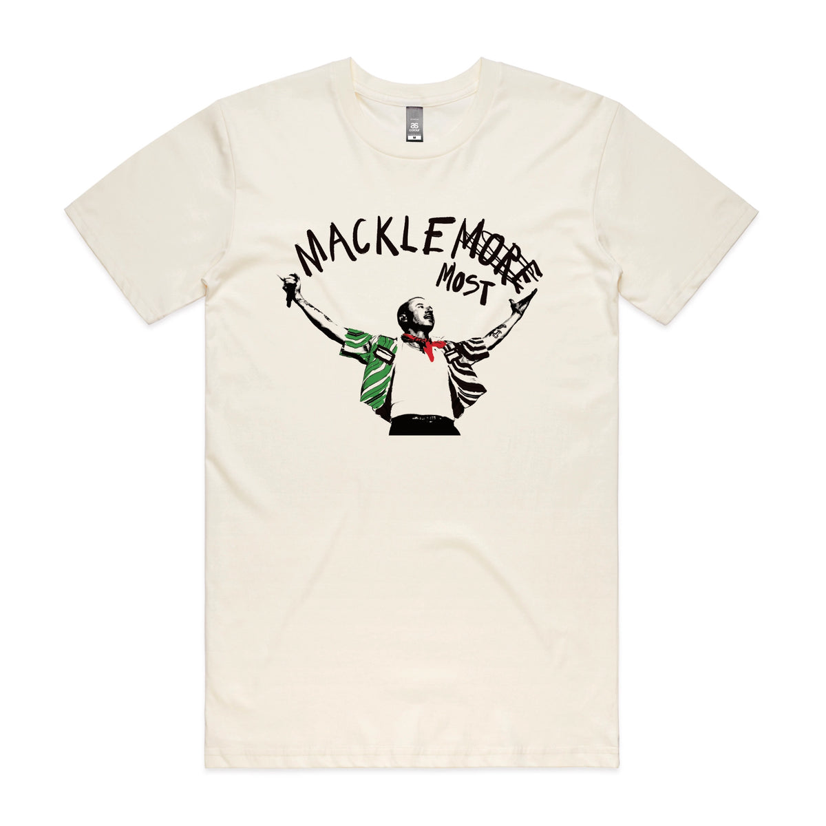 Ecru unisex t-shirt with Macklemost graphic by Lonely Kids Club