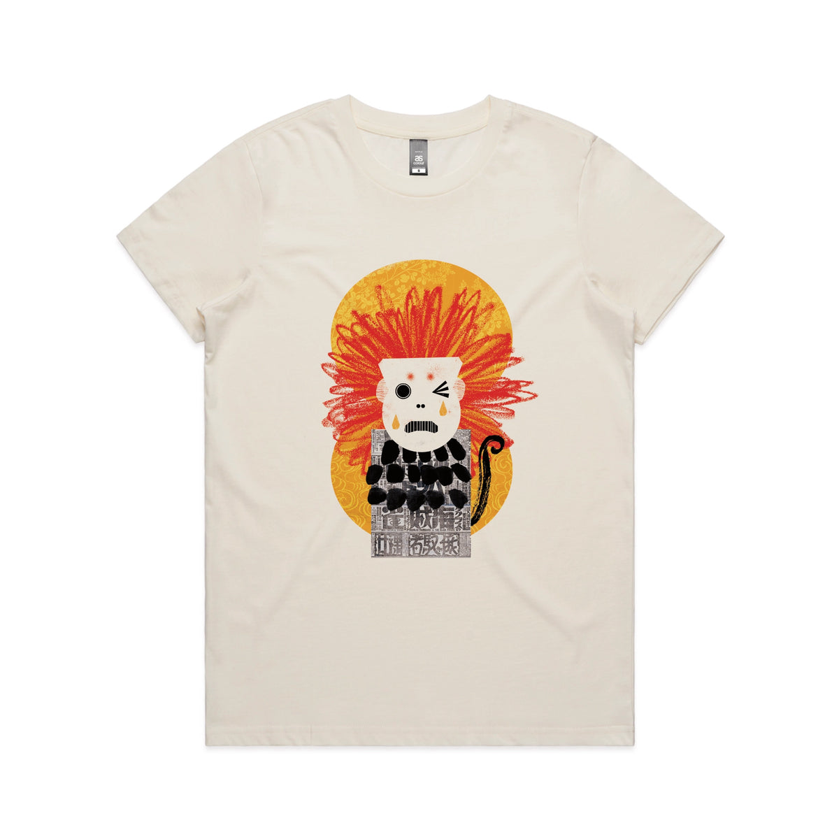 Ecru fitted womens t-shirt with Weeping Monkey graphic by Lonely Kids Club