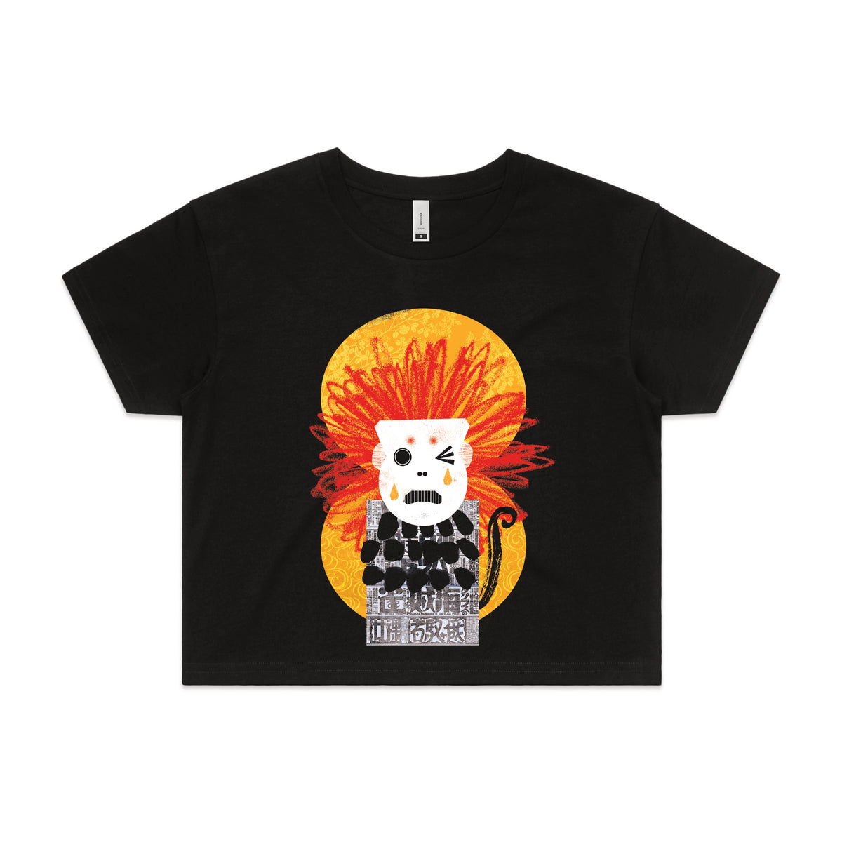 Black crop top with Weeping Monkey graphic by Lonely Kids Club