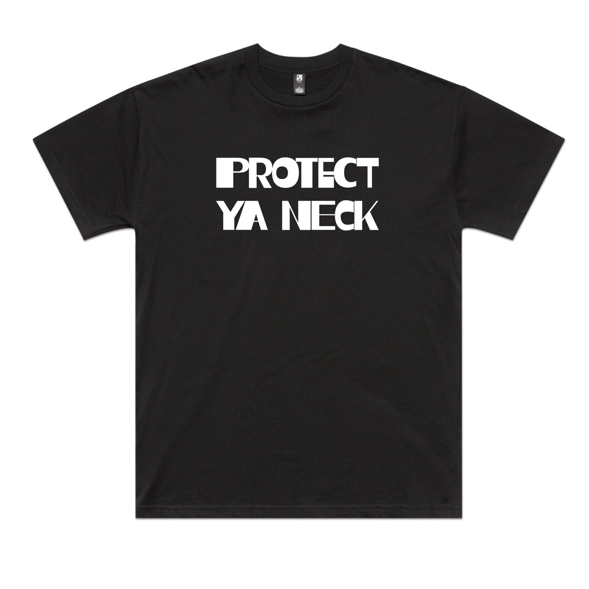 Black oversized t-shirt with Protect Ya Neck graphic by Lonely Kids Club