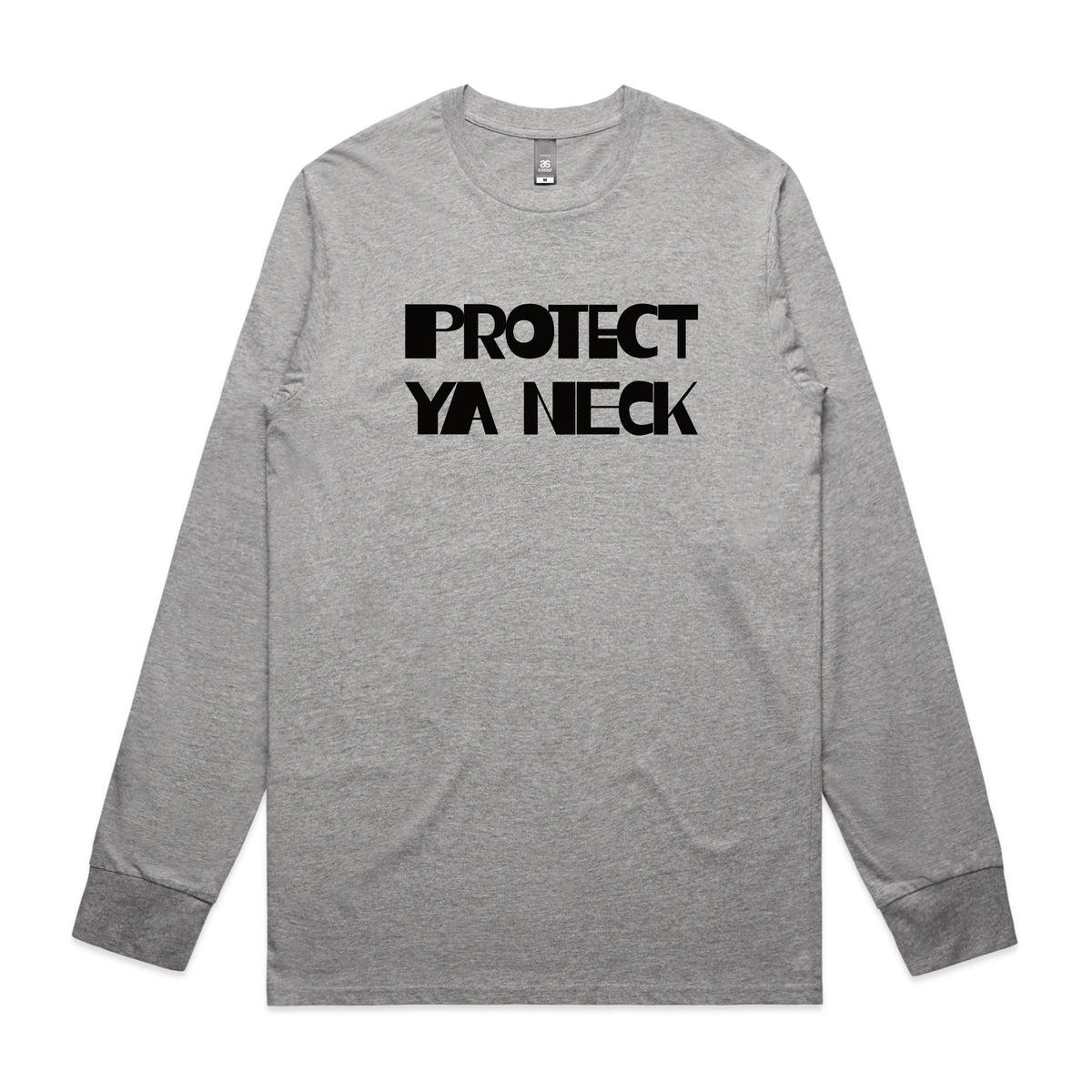 Grey Marle long sleeve t-shirt with Protect Ya Neck graphic by Lonely Kids Club