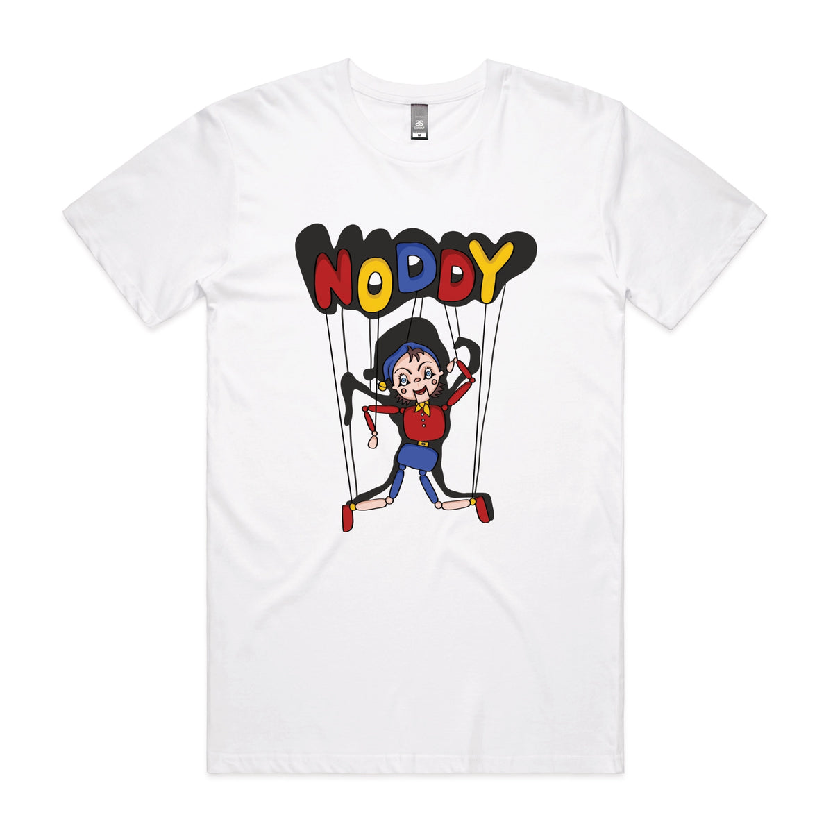 White unisex t-shirt with Noddy graphic by Lonely Kids Club