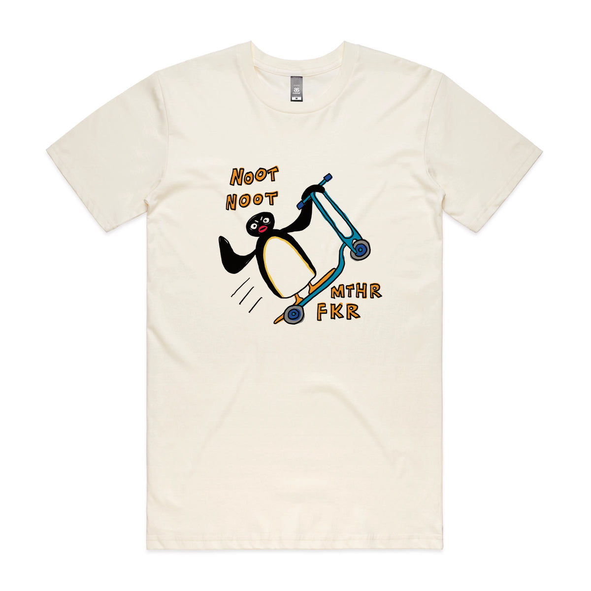 Ecru unisex t-shirt with Noot Noot graphic by Lonely Kids Club