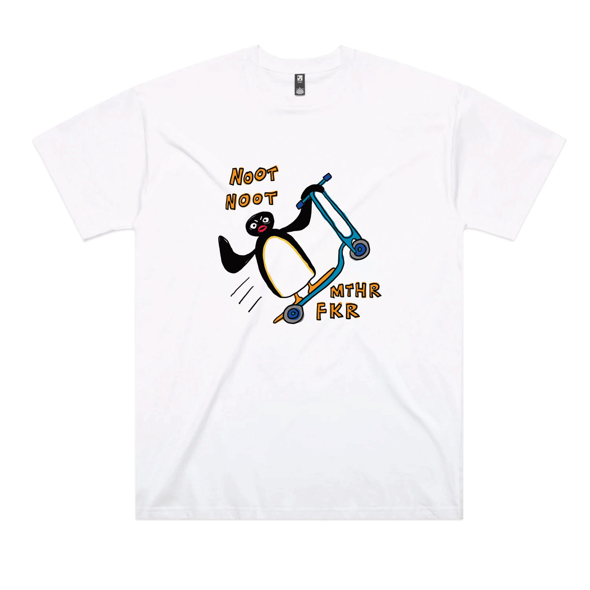 White oversized t-shirt with Noot Noot graphic by Lonely Kids Club