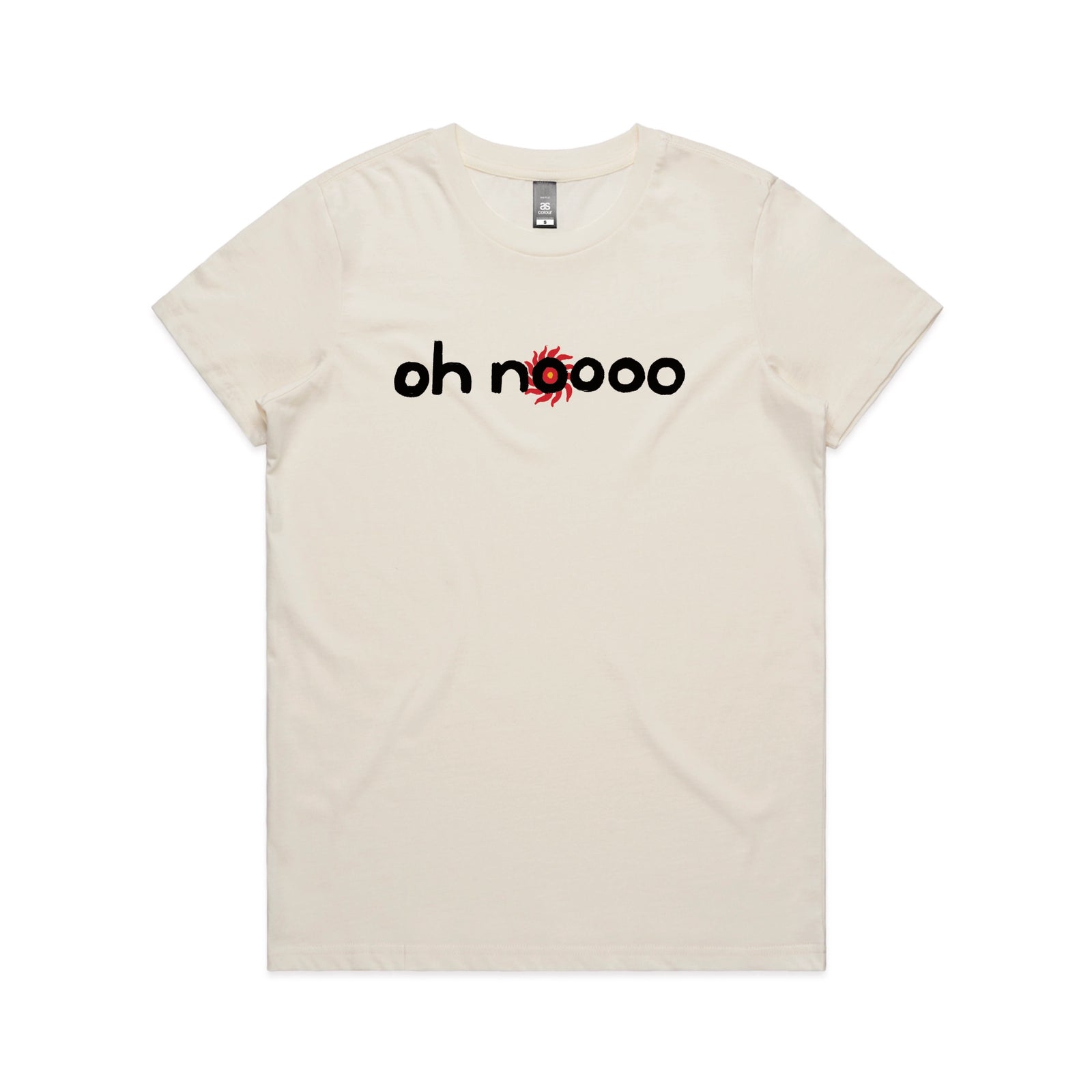 Ecru fitted womens t-shirt with Oh Noooo graphic by Lonely Kids Club