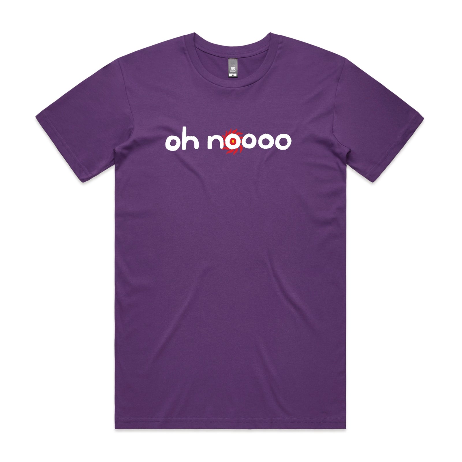 Purple unisex t-shirt with Oh Noooo graphic by Lonely Kids Club