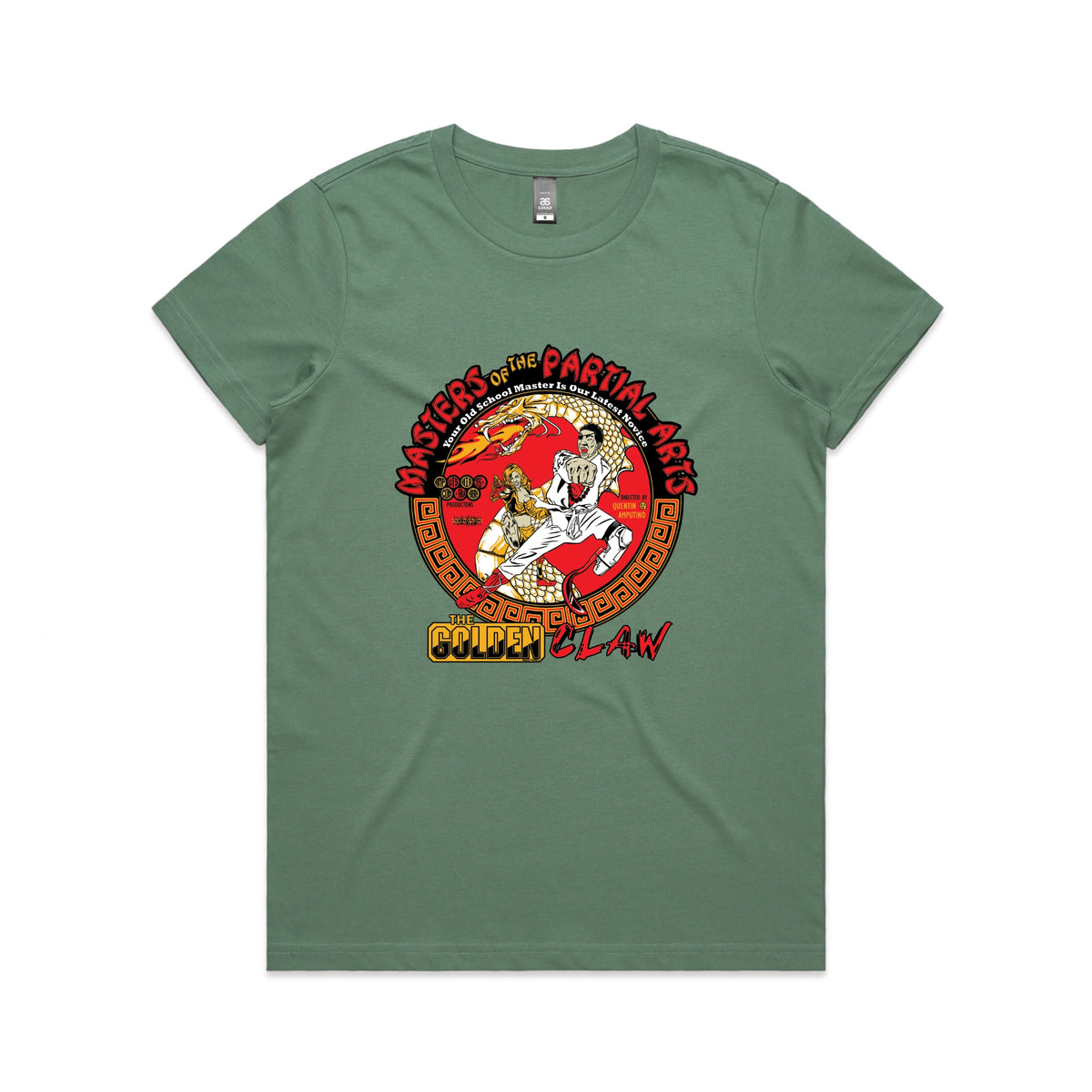 Sage fitted womens t-shirt with Masters Of The Partial Arts graphic by Lonely Kids Club