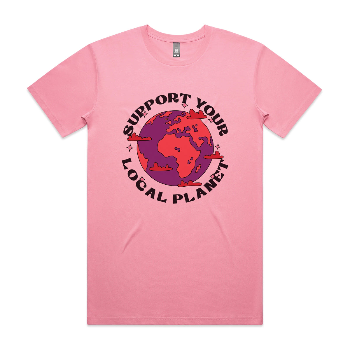Bubblegum unisex t-shirt with Support Your Local Planet graphic by Lonely Kids Club
