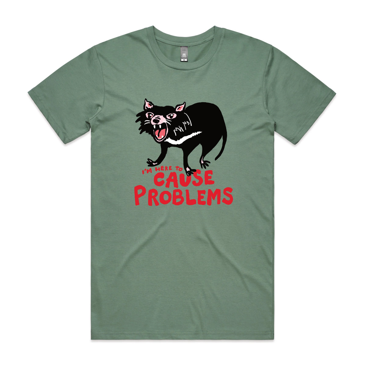 Sage unisex t-shirt with Cause Problems graphic by Lonely Kids Club