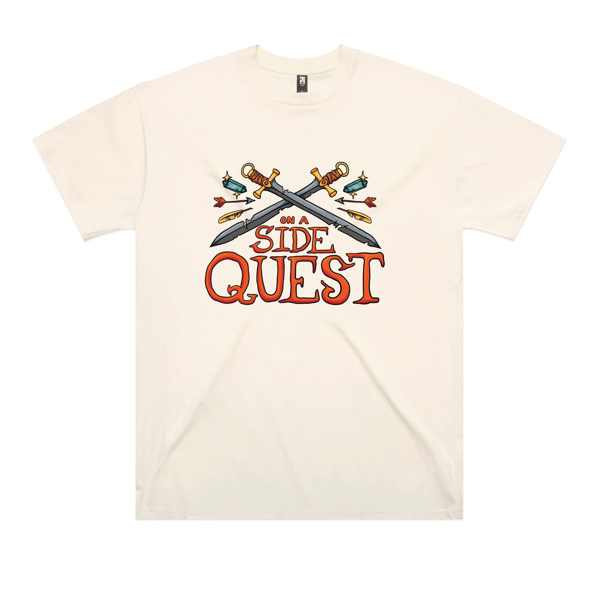 Ecru oversized t-shirt with Side Quest graphic by Lonely Kids Club