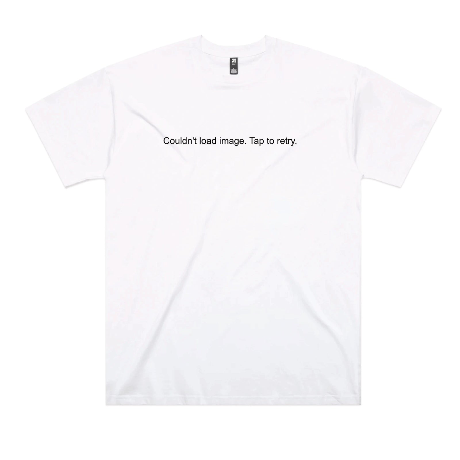White oversized t-shirt with Tap To Retry graphic by Lonely Kids Club