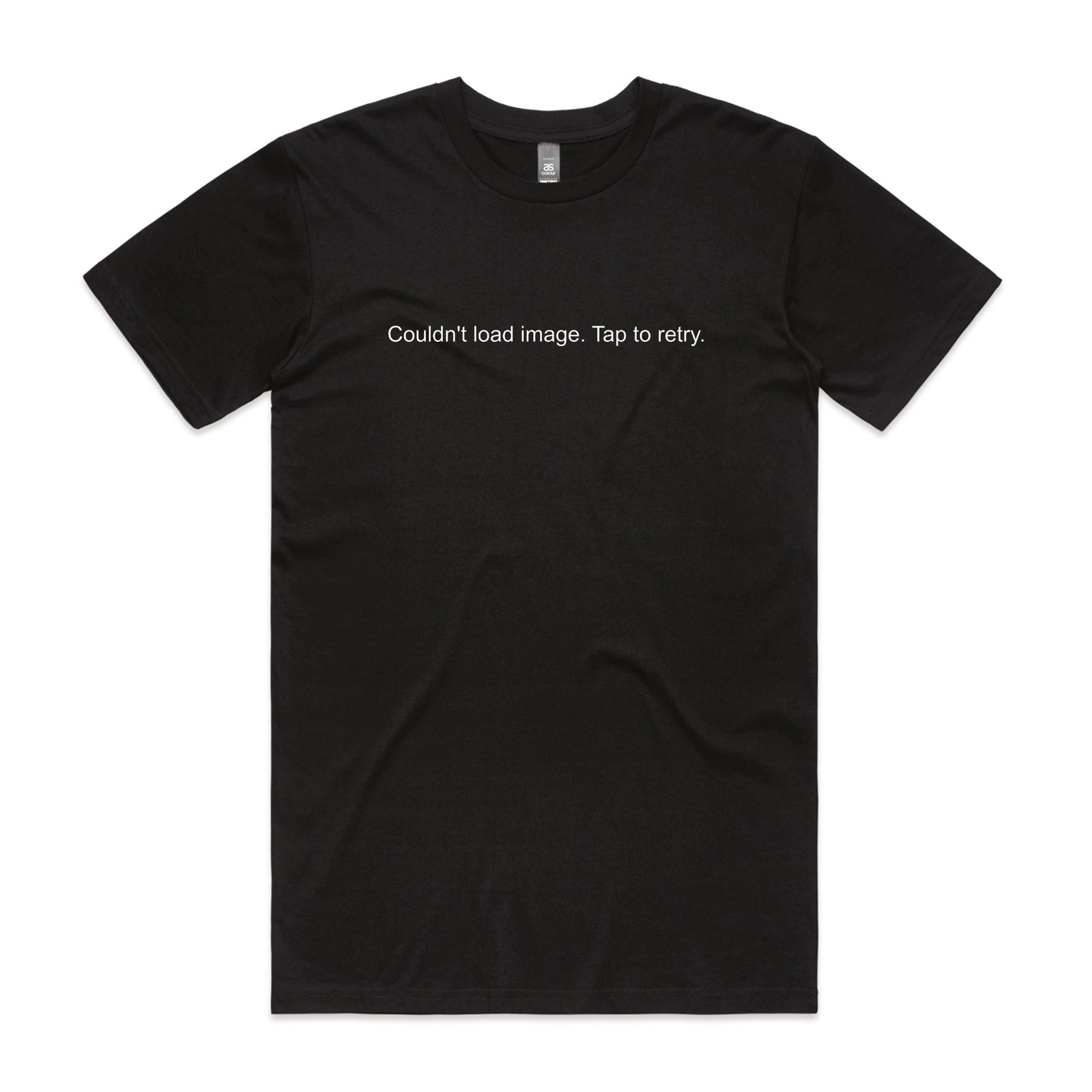 Black unisex t-shirt with Tap To Retry graphic by Lonely Kids Club