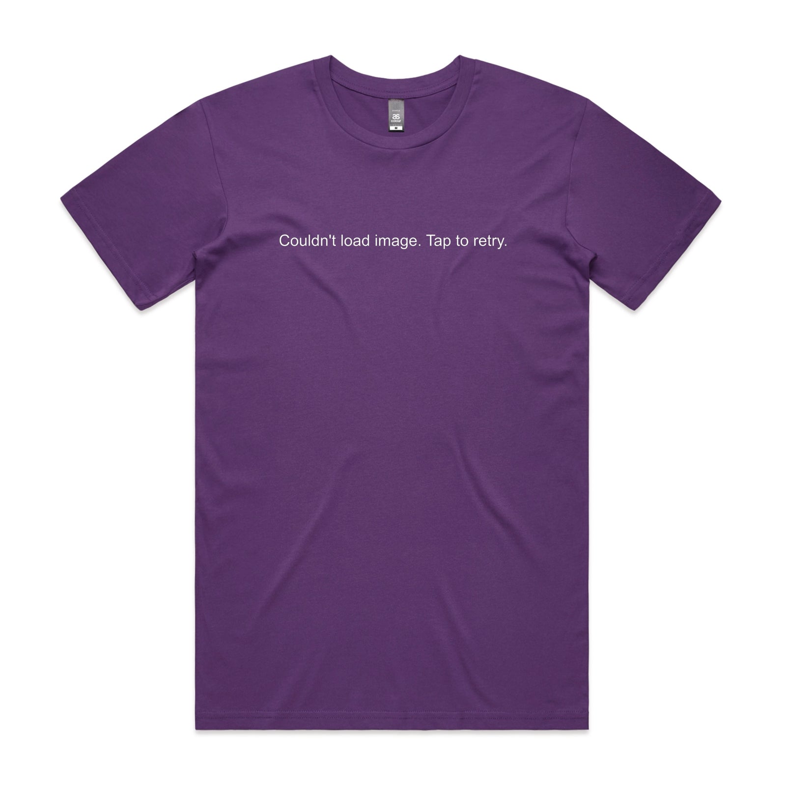 Purple unisex t-shirt with Tap To Retry graphic by Lonely Kids Club