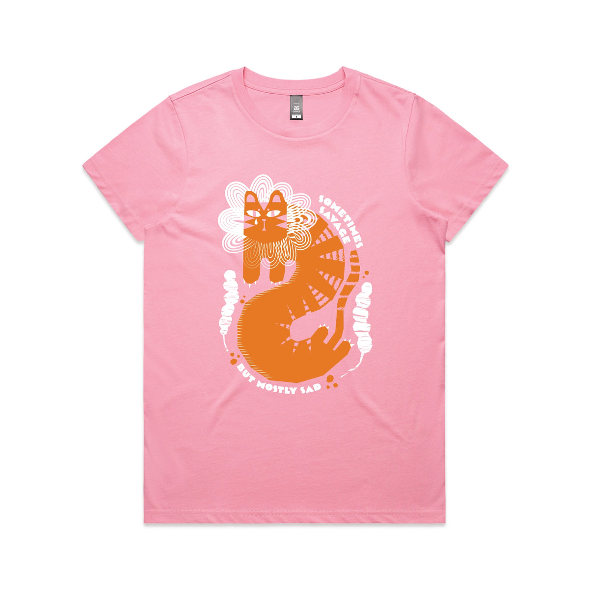 Bubblegum fitted womens t-shirt with Sometimes Savage graphic by Lonely Kids Club