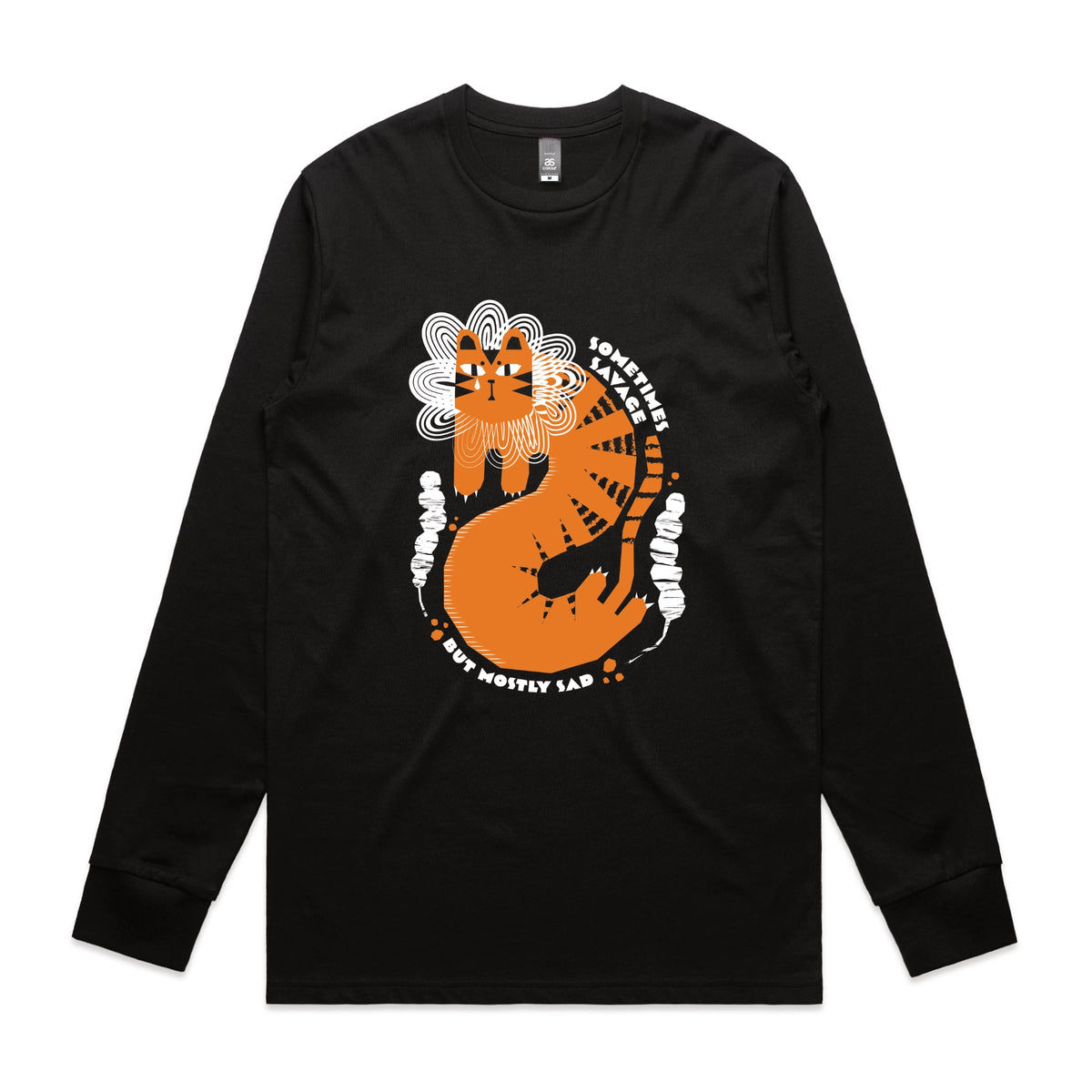 Black long sleeve t-shirt with Sometimes Savage graphic by Lonely Kids Club
