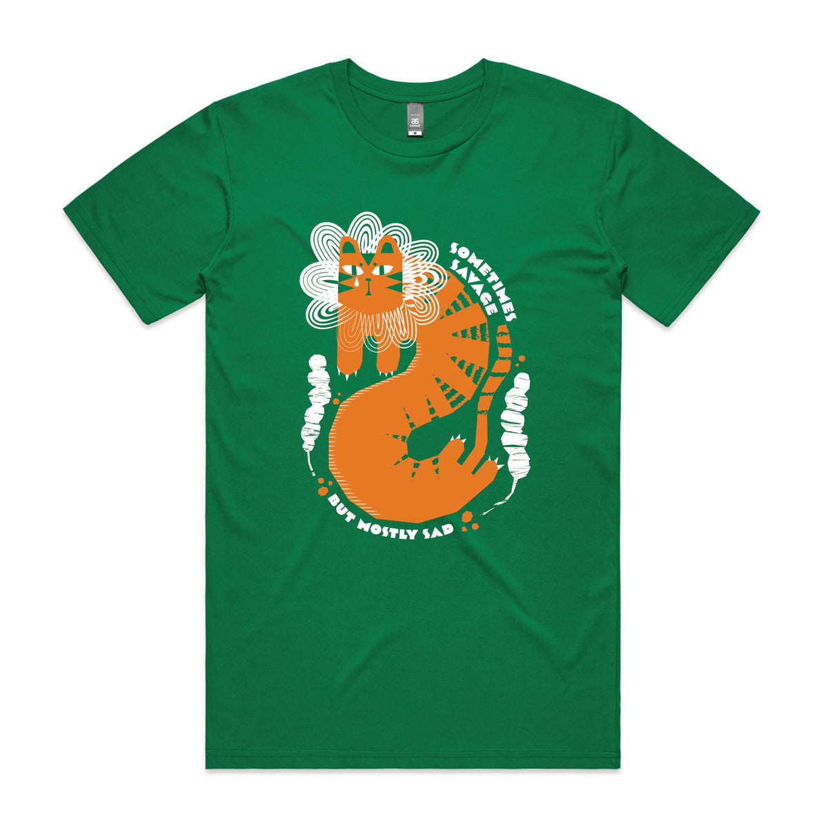 Green unisex t-shirt with Sometimes Savage graphic by Lonely Kids Club