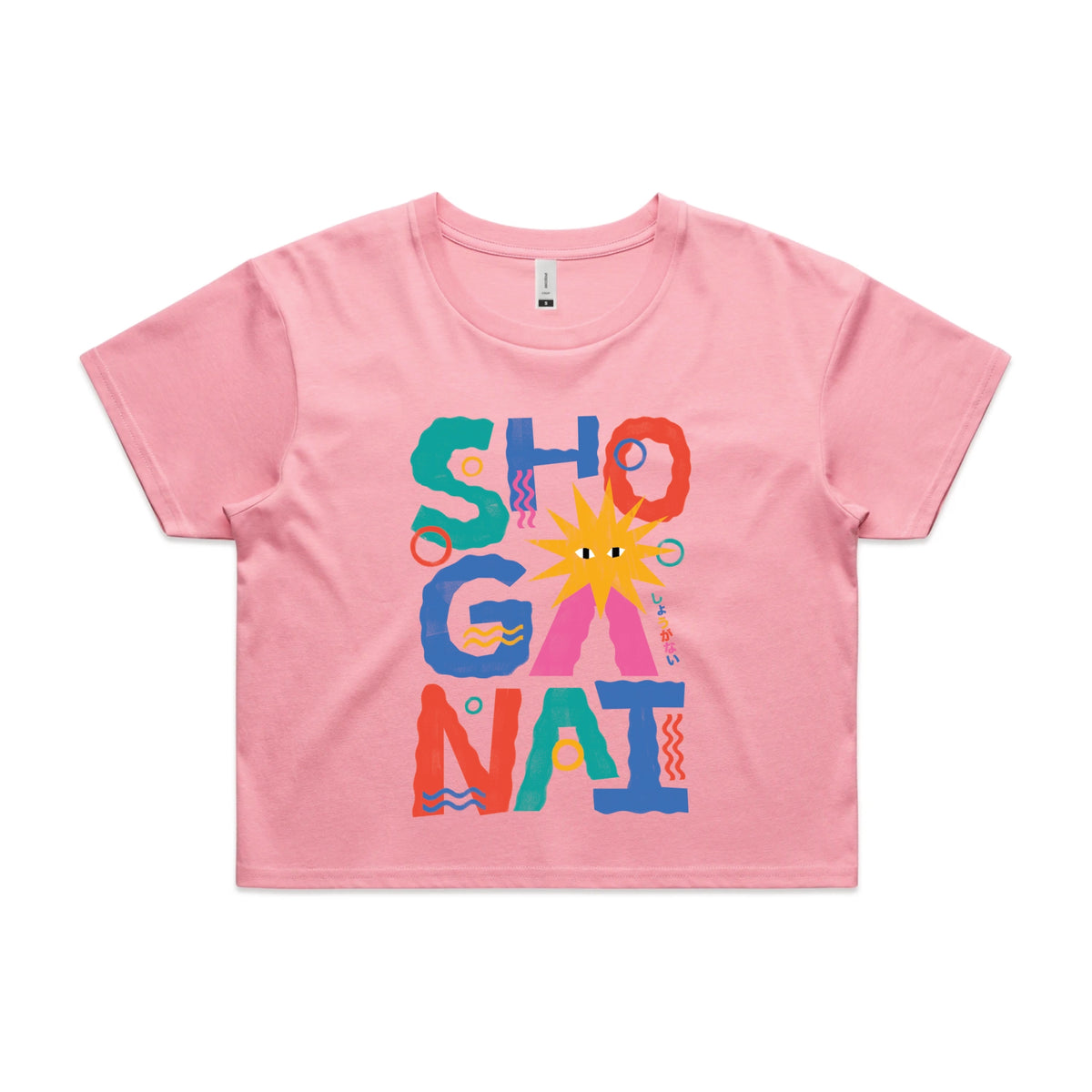 Bubblegum crop top with Shoganai graphic by Lonely Kids Club