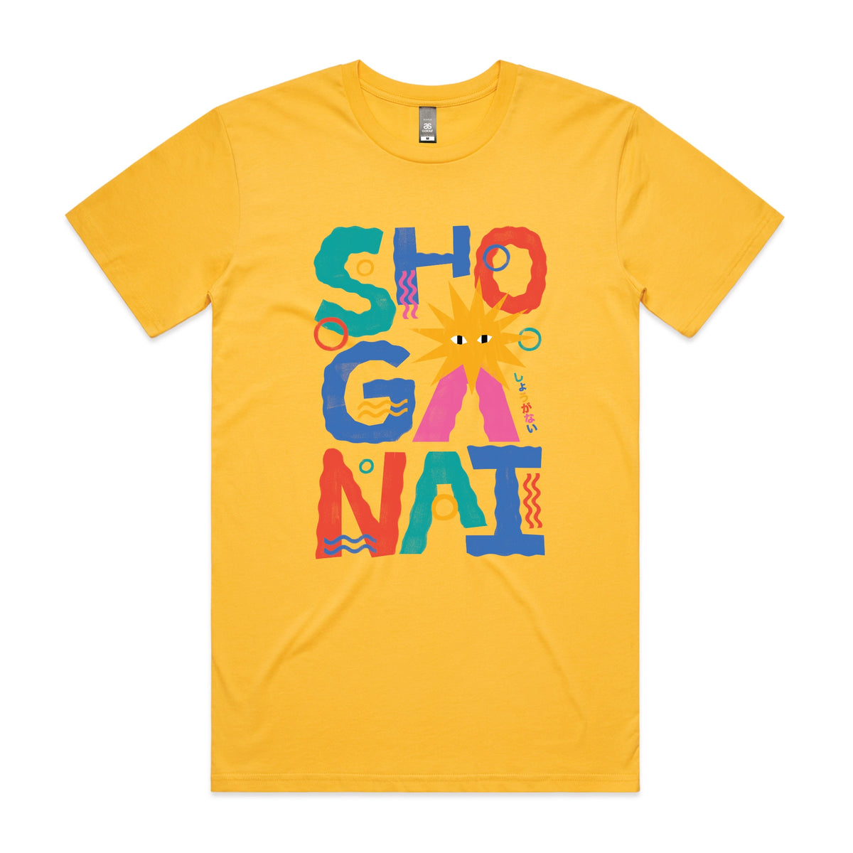 Yellow unisex t-shirt with Shoganai graphic by Lonely Kids Club