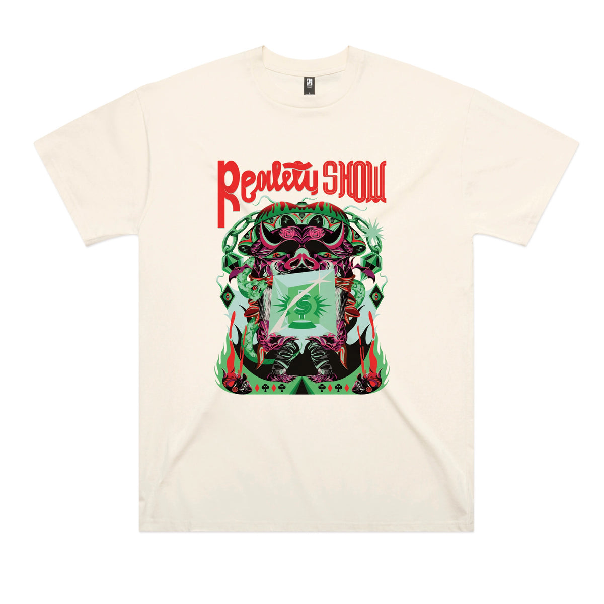 Ecru oversized t-shirt with Reality Show graphic by Lonely Kids Club