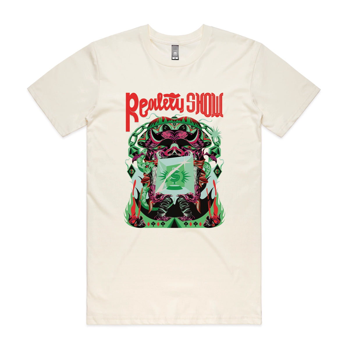 Ecru unisex t-shirt with Reality Show graphic by Lonely Kids Club