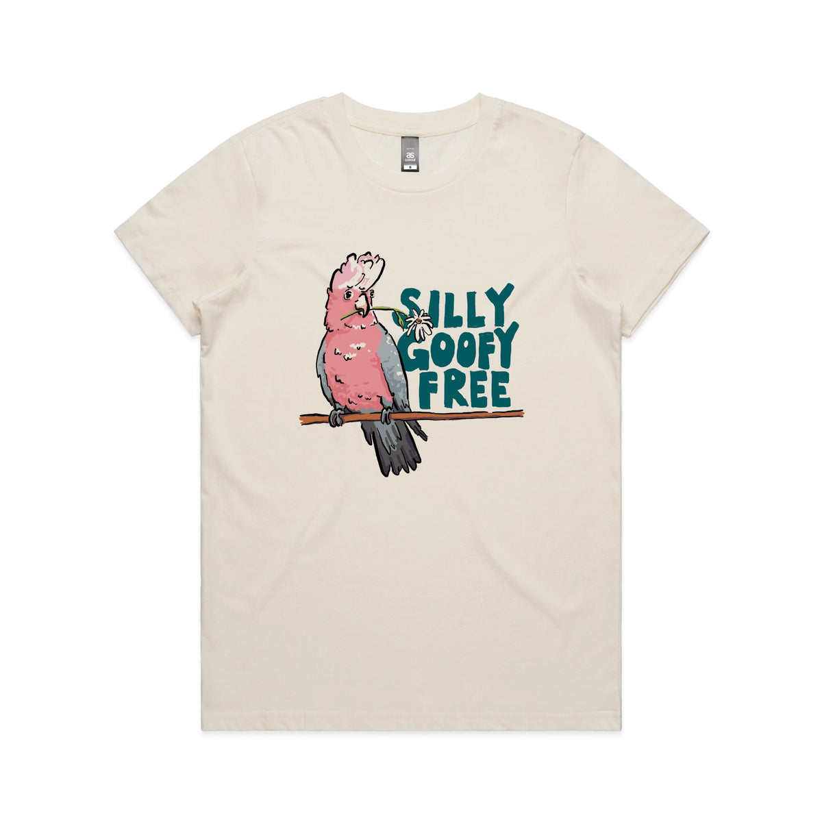 Ecru fitted womens t-shirt with Silly Goofy Free graphic by Lonely Kids Club