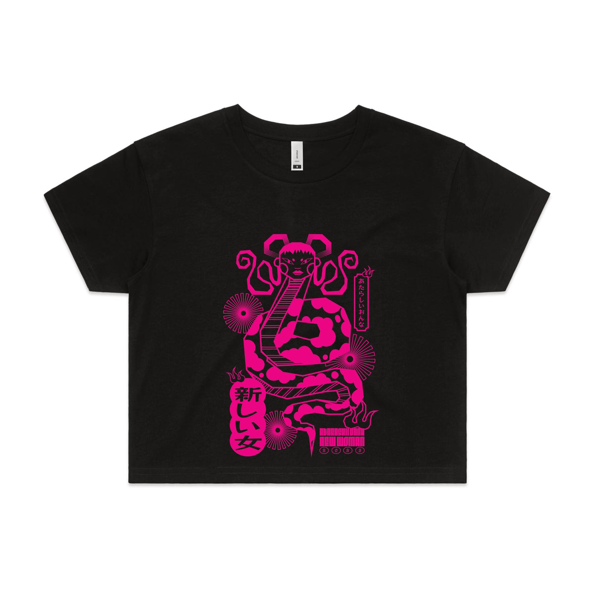Black crop top with Lady Snake graphic by Lonely Kids Club