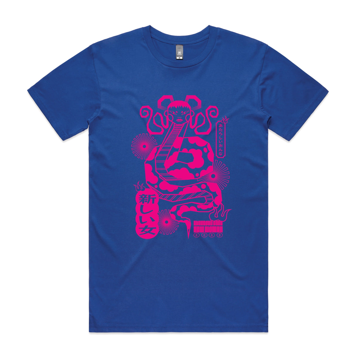 Royal Blue unisex t-shirt with Lady Snake graphic by Lonely Kids Club