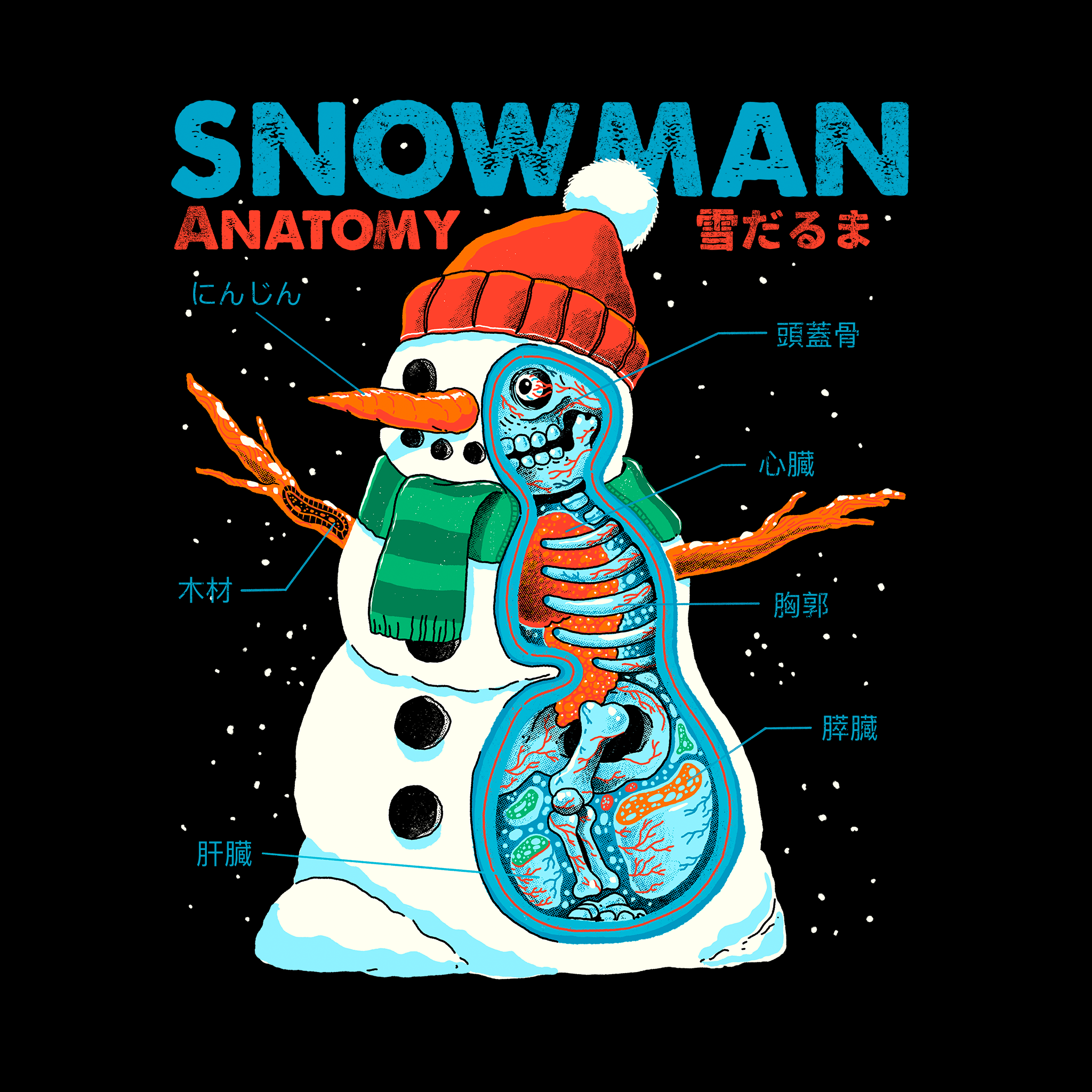 Snowman Anatomy Kids Tee