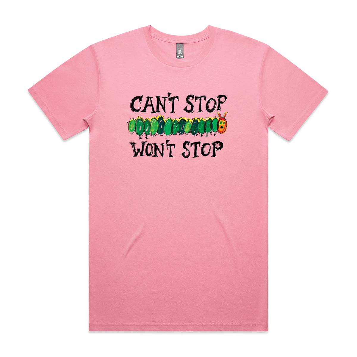 Bubblegum unisex t-shirt with Can't Stop Won't Stop graphic by Lonely Kids Club
