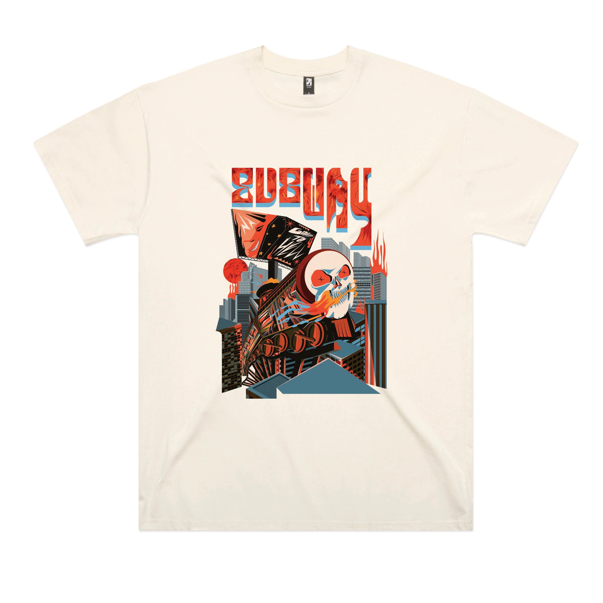 Ecru oversized t-shirt with Subway Goes To Hell graphic by Lonely Kids Club
