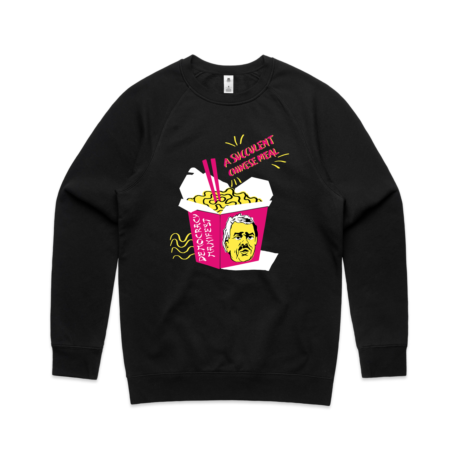 Black regular jumper with Succulent Chinese Meal Jumper graphic by Lonely Kids Club