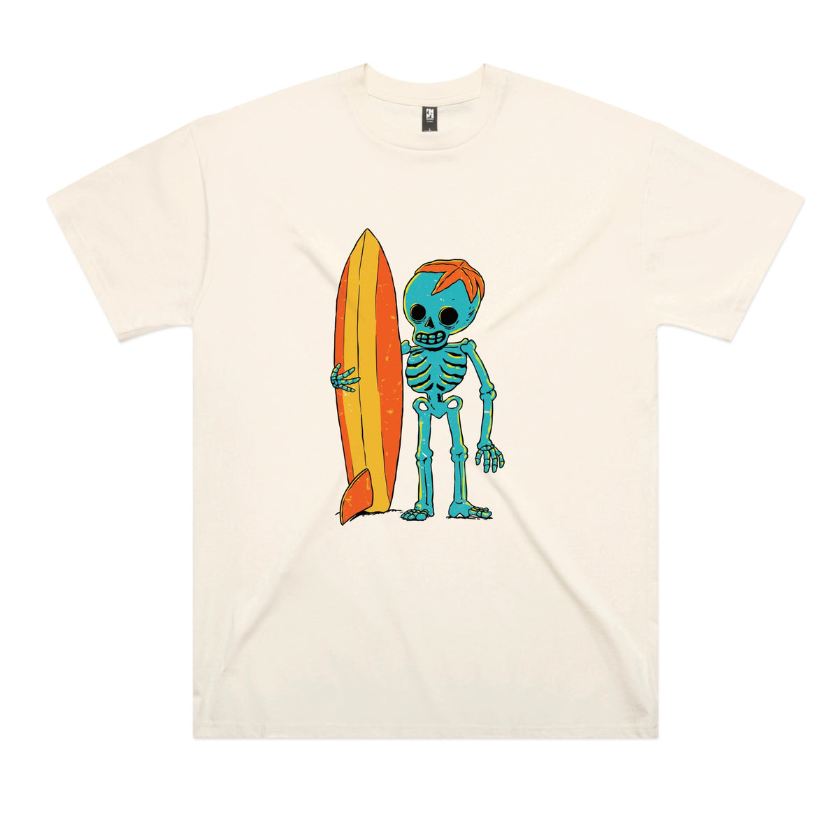 Ecru oversized t-shirt with Skeleton Surfer graphic by Lonely Kids Club