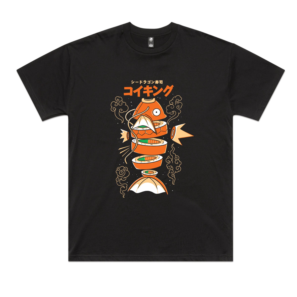 Black oversized t-shirt with Sushi Karp graphic by Lonely Kids Club