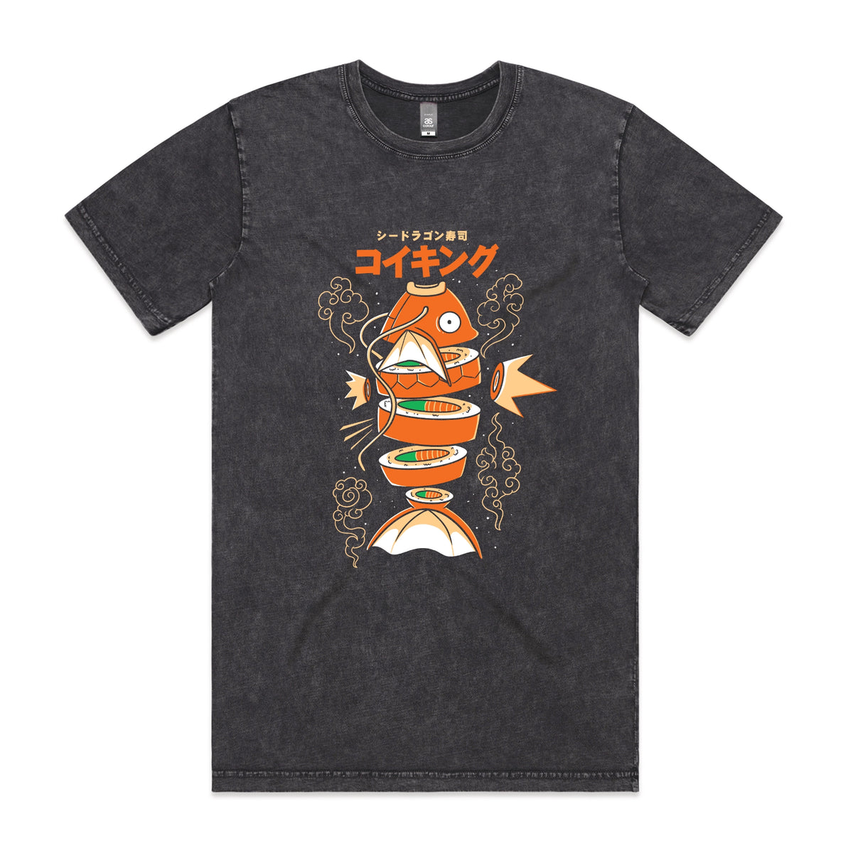 Acid Wash unisex t-shirt with Sushi Karp graphic by Lonely Kids Club
