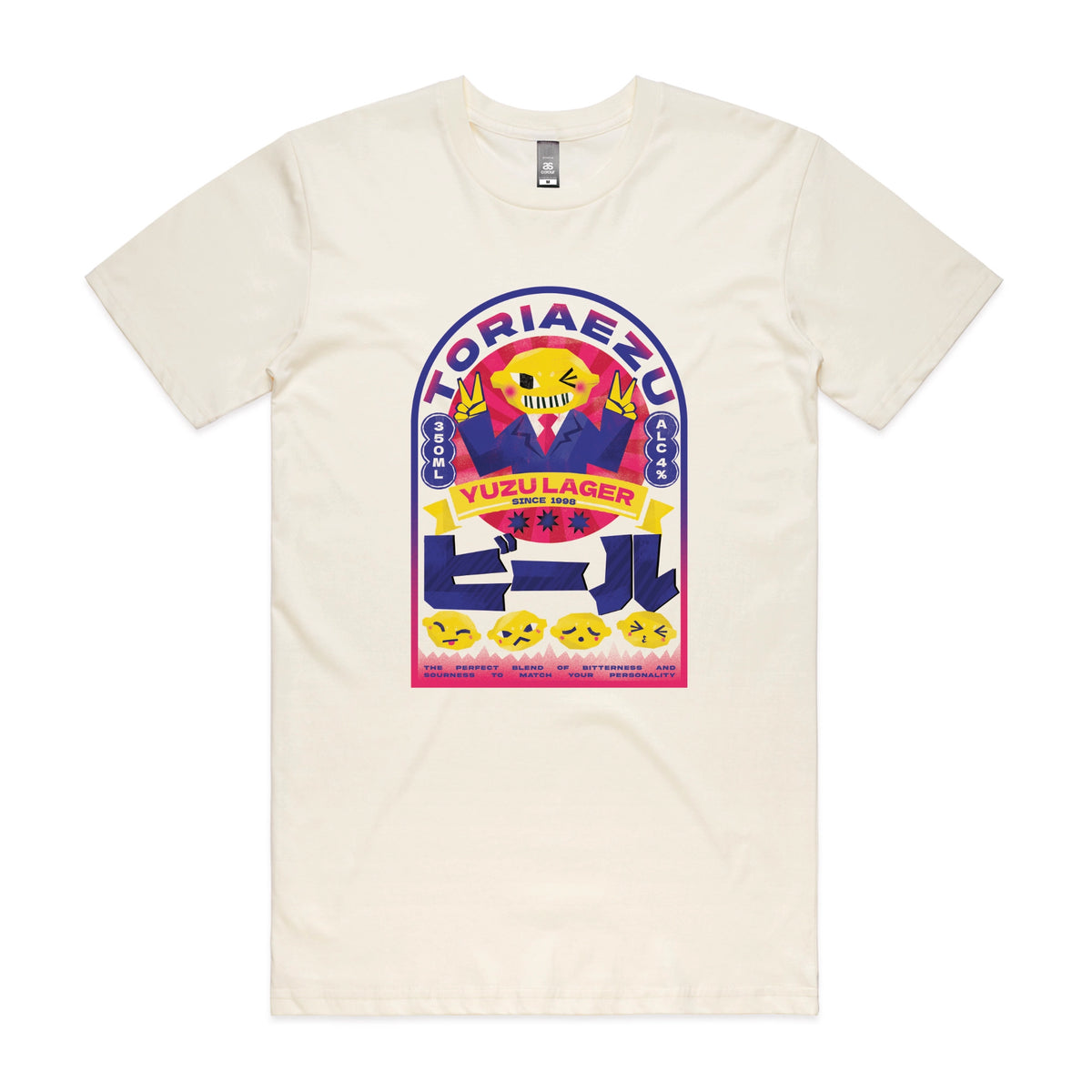 Ecru unisex t-shirt with Toriaezu graphic by Lonely Kids Club